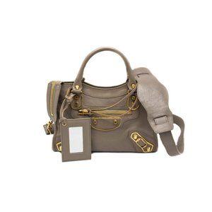 Balenciaga Classic Mini City (Sku 4814) Taupe Leather Shoulder Bag